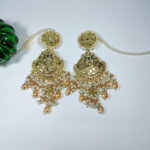 ALIRE JEWELS 24K Gold Plated Golden Glow Kundan Chandbali Earrings with pearls and golden beads