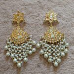ALIRE JEWELS 24K Gold Plated Pearl Cluster Kundan Chandbali Earrings with pearls