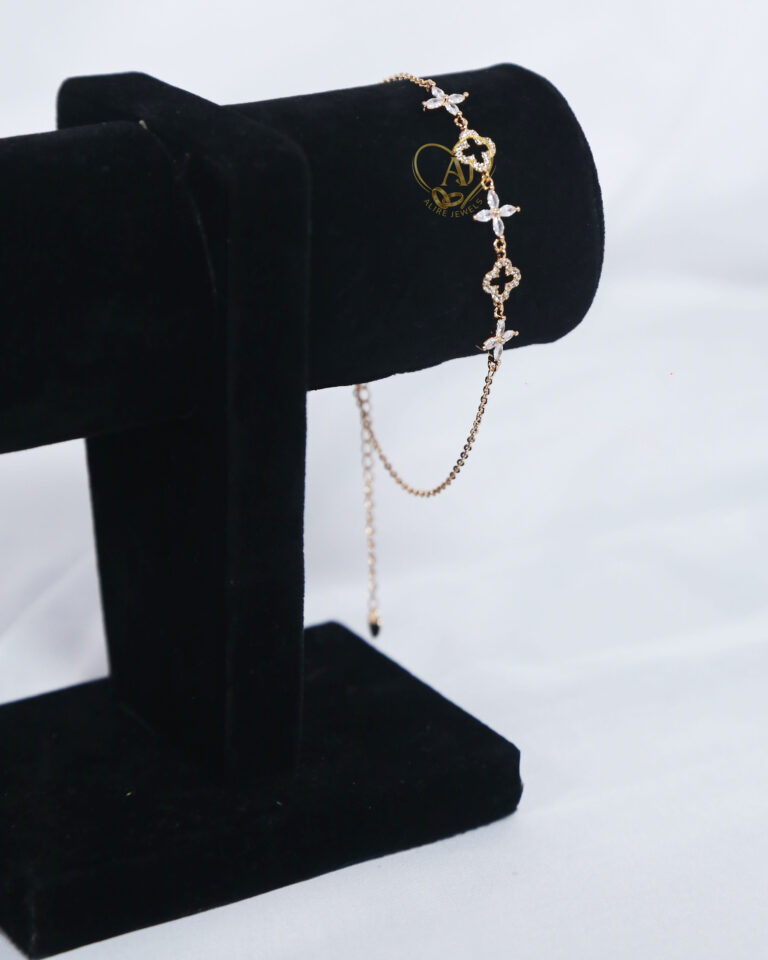 Eternal Bloom zircon floral bracelet on gold chain Elegant zircon bracelet with anti-tarnish warranty Luxury floral bracelet for women daily and party wear