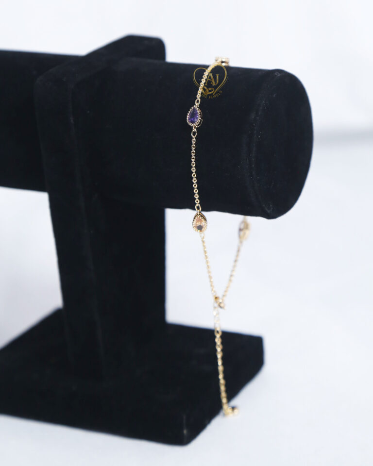 Minimal zircon oval stone bracelet for women Elegant everyday zircon bracelet with gold chain Lightweight zircon bracelet with anti-tarnish warranty