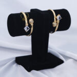 Dual Zircon Open Bangle Bracelet - Image 2