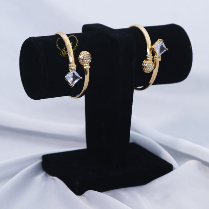 Dual Zircon Open Bangle Bracelet - Image 2