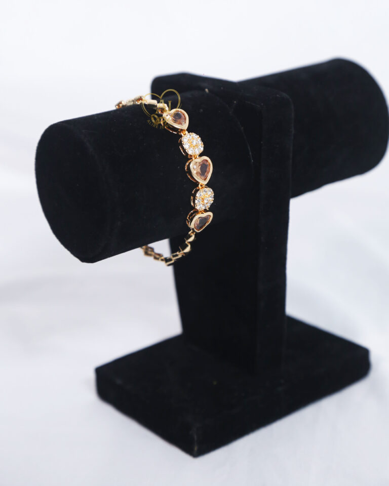 Heart zircon bracelet luxury jewelry Gold-tone zircon bracelet for women Romantic heart and round zircon bracelet