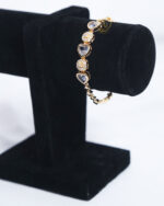 Dual-tone zircon bracelet heart design Luxury two-tone zircon bracelet for women Romantic heart and round zircon bracelet gift