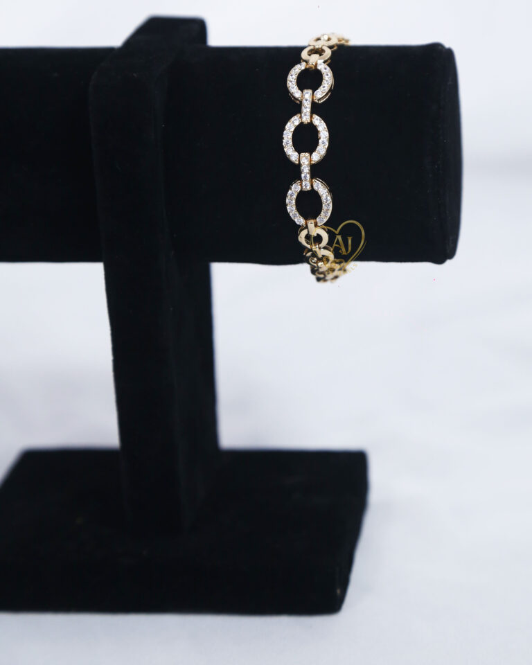 Gold-plated link zircon bracelet Luxury statement bracelet for women Interlocking link zircon jewelry