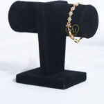 Gold-Plated Cutout Link Zircon Bracelet