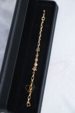 Gold-Plated Cutout Link Zircon Bracelet - Image 4