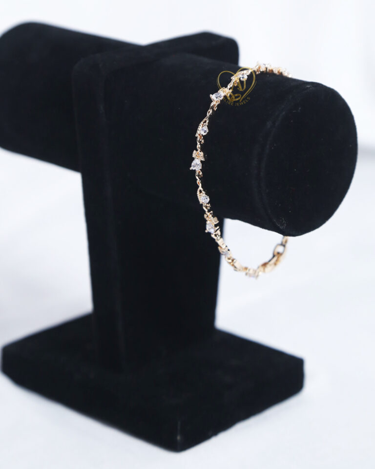 Leafy zircon bracelet gold plated Nature inspired zircon bracelet design Delicate zircon bracelet for women