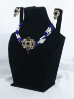 Blue & White Beaded Choker Set with Sapphire Zircon - Image 2