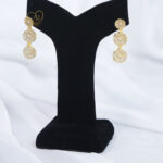 Triple floral zircon earrings gold plated Bridal floral earrings with zircon stones Luxury triple layer statement earrings