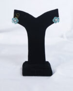 Aqua blue floral stud earrings Zircon flower earrings with aqua stones Elegant aqua gemstone stud earrings