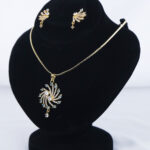 Radiant Orbit Zircon Pendant & Earrings Set – Gold Plated Jewelry Modern zircon necklace and earrings for women Lightweight zircon jewelry set with anti-tarnish guarantee