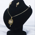 Stellar Spiral Zircon Pendant & Earrings – Gold Plated Jewelry Set Minimalist zircon necklace set with pendant and earrings Lightweight zircon jewelry set for daily wear and formal occasions