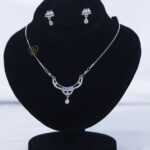 Crystal Fan Zircon Necklace and Earrings Set – Luxury Jewelry Baguette cut zircon necklace with matching earrings Gold plated zircon fan jewelry set with anti-tarnish warranty