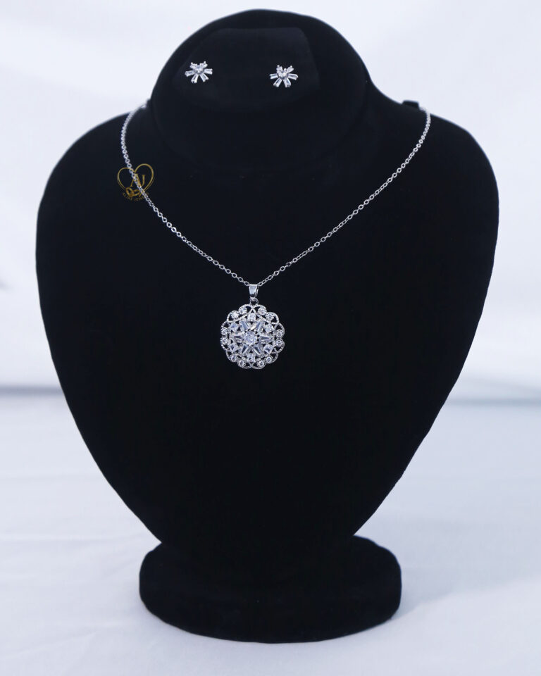 Crystal Dome Zircon Pendant & Earrings Set – Luxury Jewelry Cluster zircon ball pendant with matching earrings Gold plated zircon jewelry set with anti-tarnish warranty