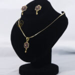 Royal Bloom Zircon Pendant & Earrings Set – Luxury Floral Jewelry Gold plated zircon jewelry set with royal gemstone-inspired centerpiece Floral zircon pendant necklace and earrings with anti-tarnish guarantee