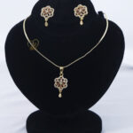 Radiant Bloom Zircon Pendant & Earrings Set – Floral Jewelry Gold plated zircon flower design jewelry set with teardrop accent Luxury zircon jewelry with anti-tarnish guarantee