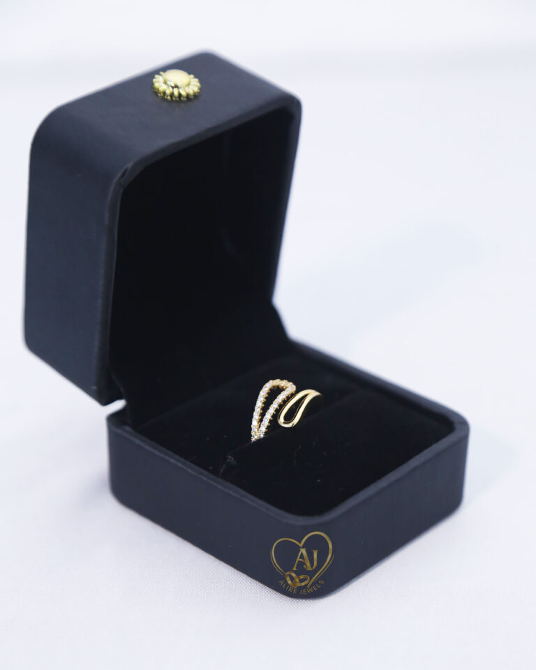 Gold-plated double zircon band ring Minimalist open band zircon ring Modern zircon gold plated adjustable ring