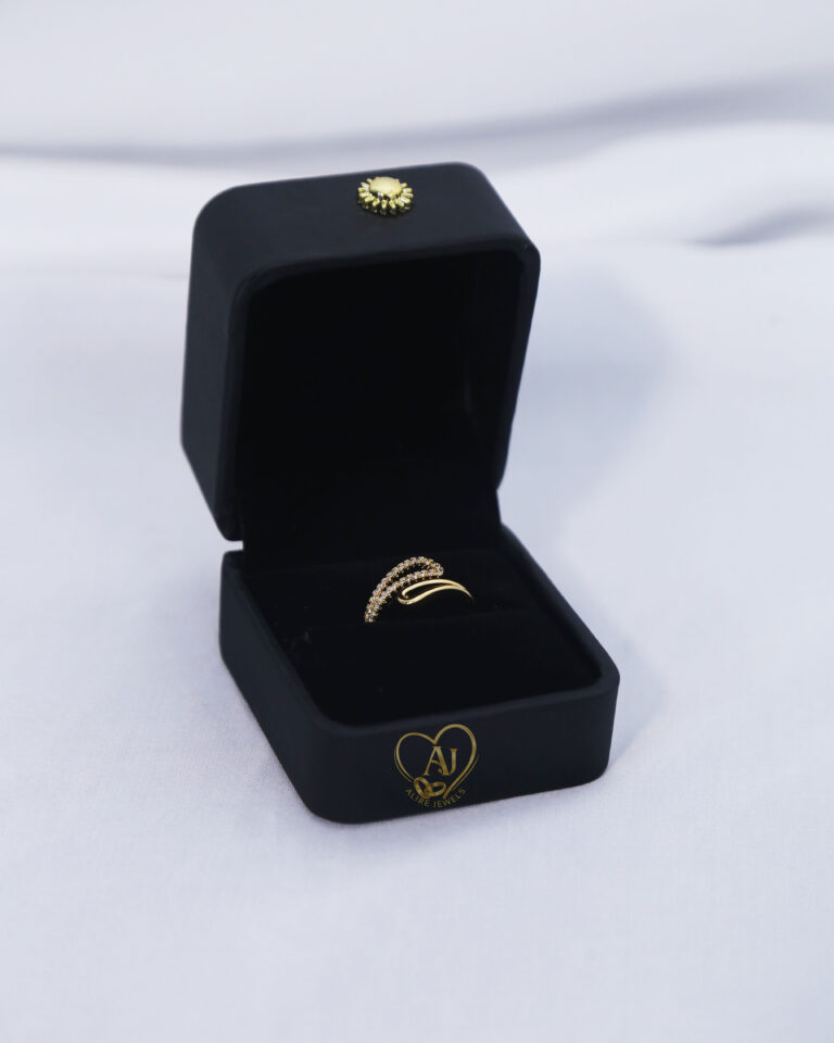 Gold-plated double zircon band ring Minimalist open band zircon ring Modern zircon gold plated adjustable ring