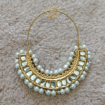 Kundan Hoop Earrings 24K Gold Plated – Pearl & Mirror Work
