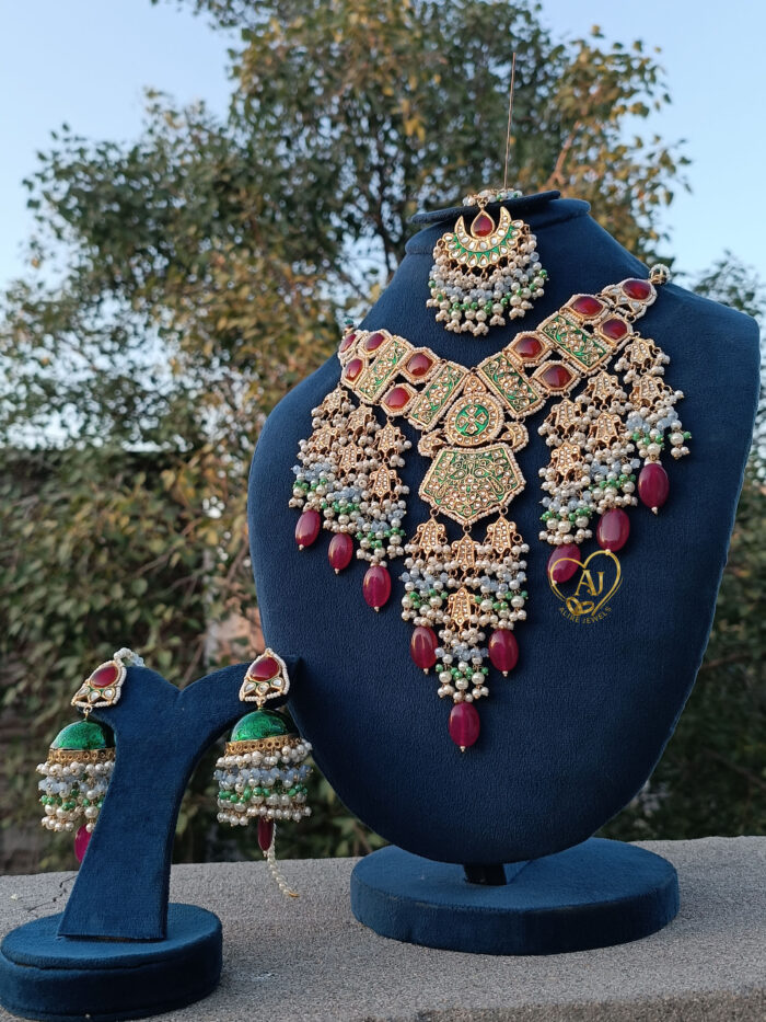 Kundan Bridal Set 24K Gold Plated –  Pearl Tassels - Image 2