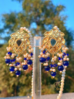 Kundan Earrings – 24K Gold Plated with Pearl Tassels - Image 2