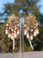 Kundan Earrings – 24K Gold Plated with Pearl Tassels - Image 4