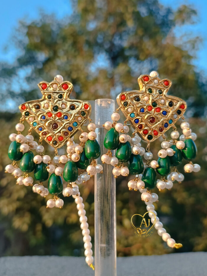 Kundan Chandbali Earrings 24K Gold Plated - Image 3