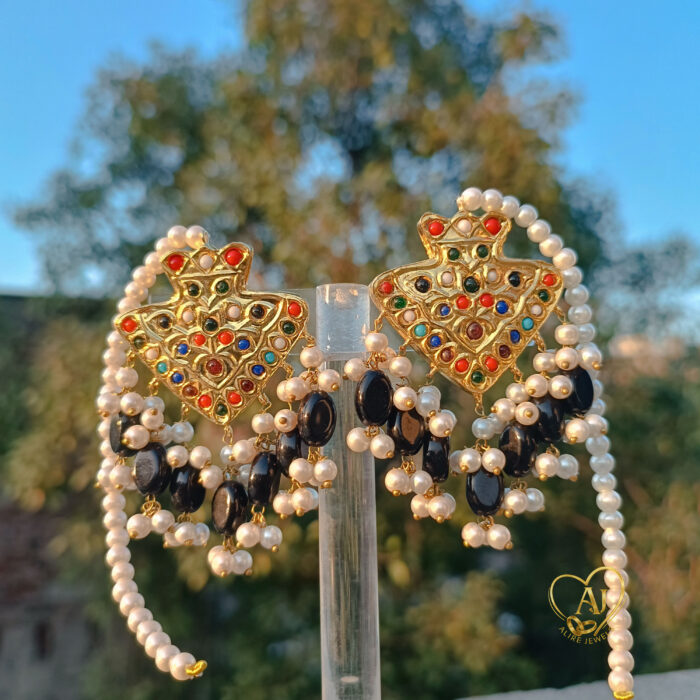 Kundan Chandbali Earrings 24K Gold Plated - Image 2