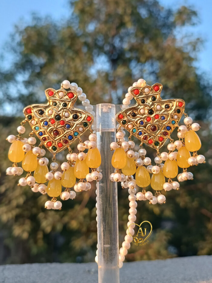 Kundan Chandbali Earrings 24K Gold Plated - Image 4