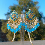 Regal Teardrop Kundan Earrings – 24K Gold Plated - Image 2