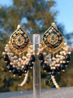 Regal Teardrop Kundan Earrings – 24K Gold Plated - Image 3