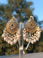 Regal Teardrop Kundan Earrings – 24K Gold Plated - Image 4