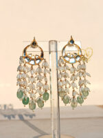 Bridal kundan earrings with handcrafted chandbali design.