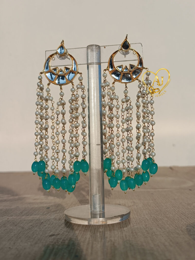 Traditional kundan earrings with cascading pearls – Anti Tarnish Jewelry
