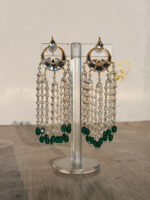 Long chandelier kundan earrings with pearl strands