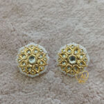 Floral Radiance Kundan Studs – 24K Gold Plated with Pearl Edge Small kundan studs with floral design and pearl border Traditional kundan stud earrings – Real Gold Look Jewelry