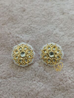 Floral Radiance Kundan Studs – 24K Gold Plated with Pearl Edge Small kundan studs with floral design and pearl border Traditional kundan stud earrings – Real Gold Look Jewelry