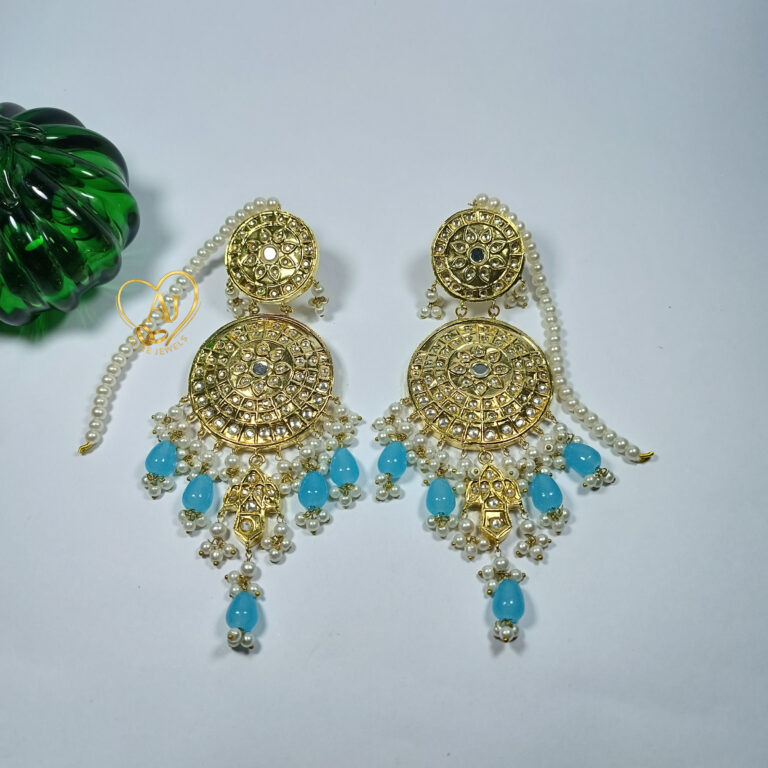 Traditional kundan chandbali earrings with pearls – Real Gold Look Jewelry