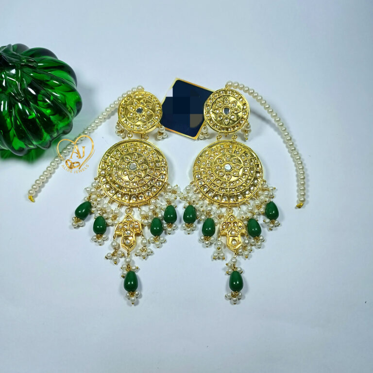 Grand Kundan Round Chandbali Earrings – 24K Gold Plated with Pearl Detailing Handcrafted round kundan earrings – 24K Gold Plated, Anti Tarnish Guarantee