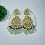 Teardrop Kundan Chandbali Earrings – 24K Gold Plated with Bead & Pearl Detailing Handcrafted Kundan Teardrop Earrings – Anti Tarnish Jewelry, 24 Karat Gold Plated