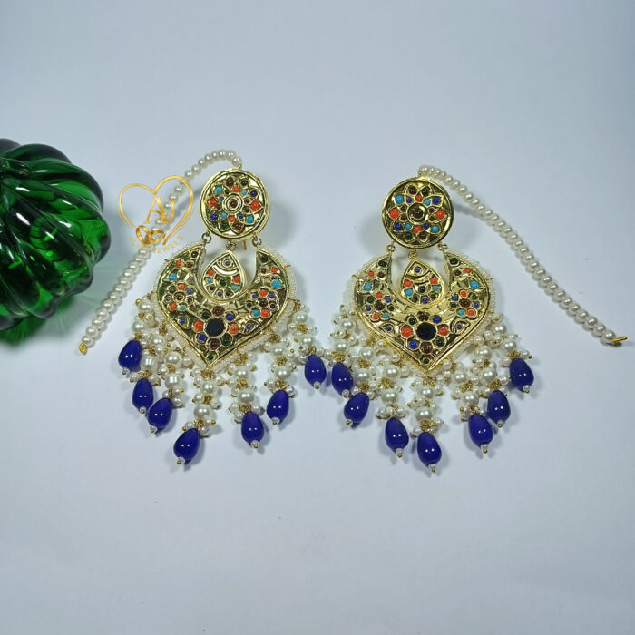 Royal Kundan Chandbali Earrings – 24K Gold Plated - Image 3