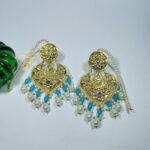 Traditional Kundan Earrings with Green Beads & Pearls – Looks Like Real Gold.