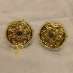 Round Kundan Stud Earrings – 24K Gold Plated with Pearl Border & Stones.Handcrafted Kundan Round Studs – 24 Karat Gold Plated, Anti Tarnish Jewelry Traditional Kundan Pearl Border Stud Earrings – Looks Like Real Gold