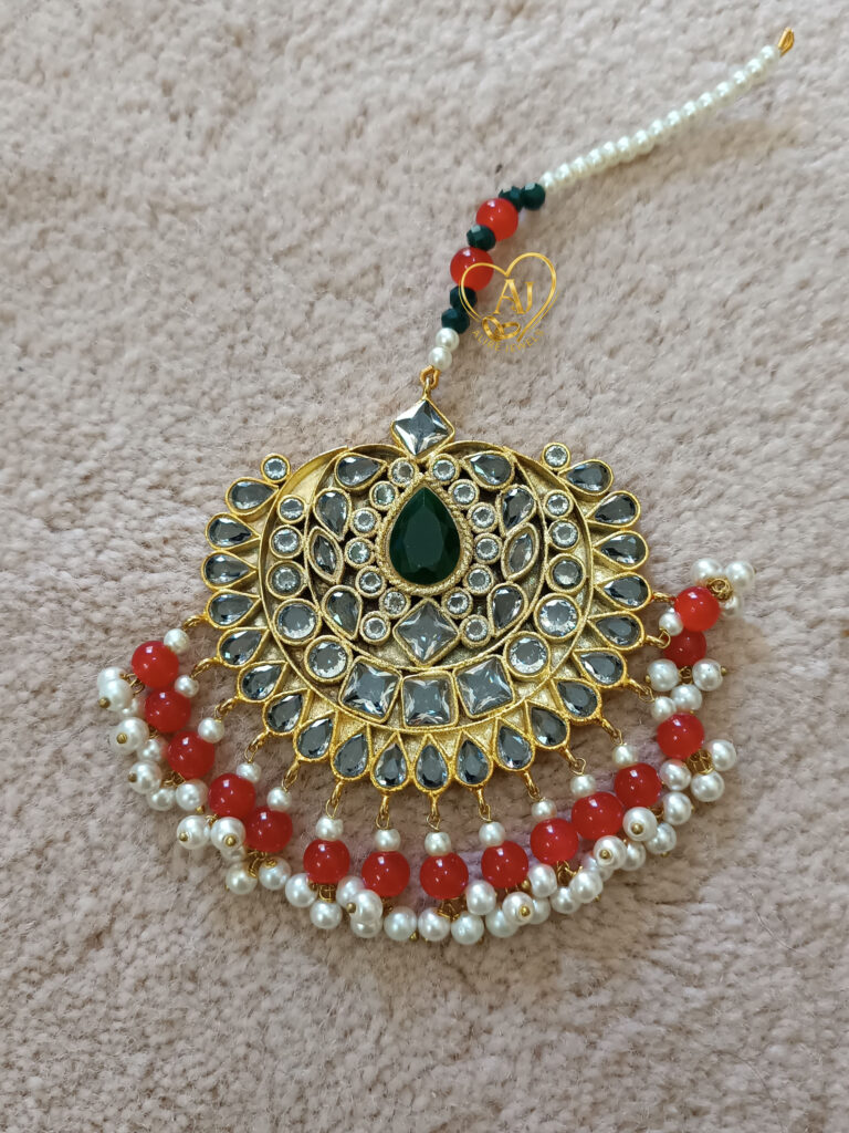 Handcrafted 24K Gold Plated Kundan Bridal Tikka – Anti Tarnish Jewelry Traditional Kundan Tikka for Brides – 24K Gold Plated, Looks Like Real Gold