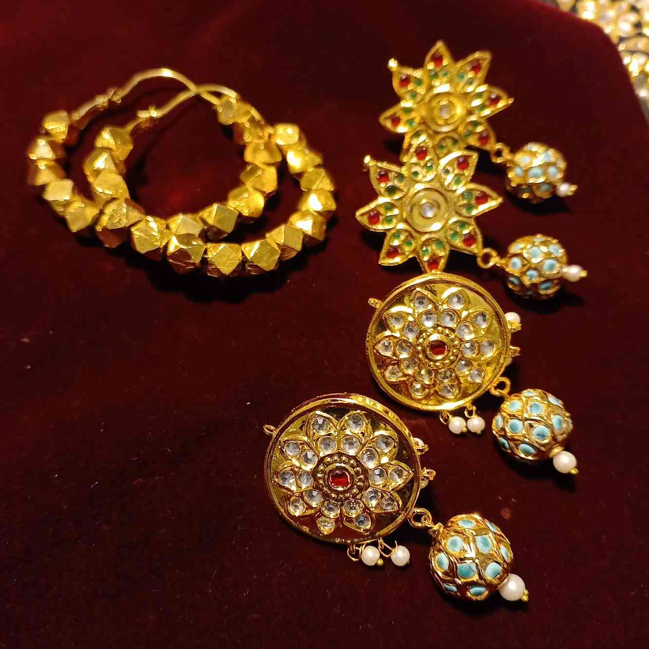 image_1762029134245_compressed Gold Plated Kundan Earrings - Image 1