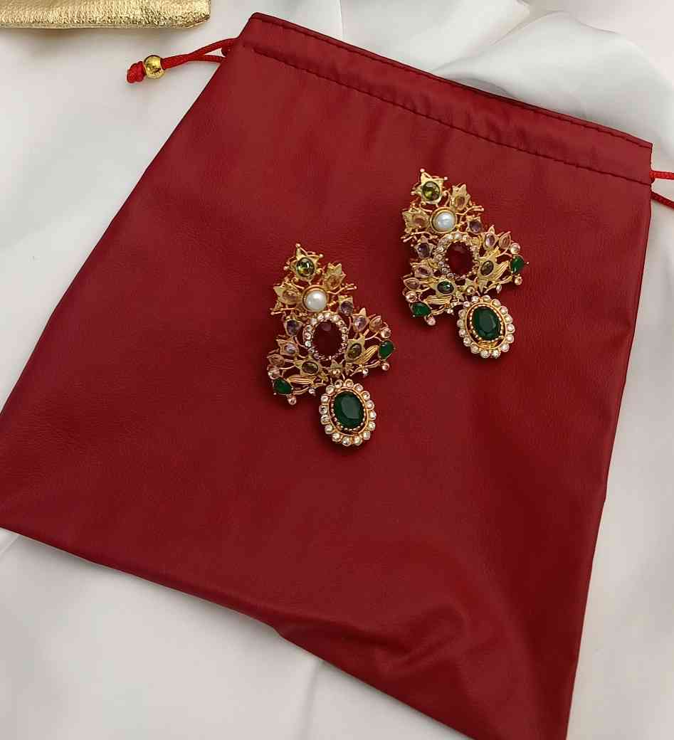 image_1762029142241_compressed Gold Plated Kundan Earrings - Image 1